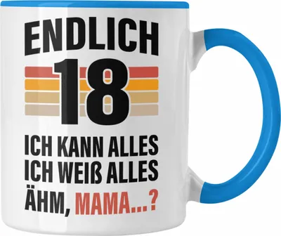Produktbild von Trendation - 18. Geburtstag Junge Mädchen Tasse 18 Jahre alt Sohn Tochter Geschenkidee (Blau)