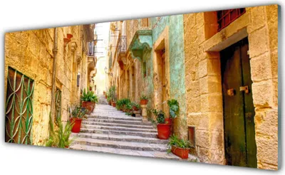 Produktbild von Glasbilder 125x50 Wandbild Druck auf Glas Altstadt Gasse Gebäude