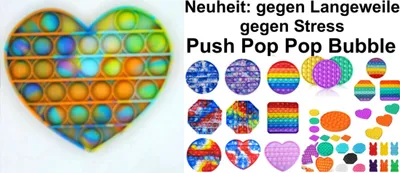 Produktbild von Push it Pop up Bubble Herz gelb Orange Lila Blau sensorisches Beruhigungsspielzeug Anti Stress beruhigend Fidget Toy tiktok Neuheit gegen Langeweile Zappeln Therapie-Spielzeug zum Drücken