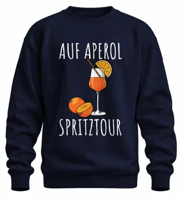 Productafbeelding van Aperol Spritz, zomerfeest, cocktail, grappige tekst, uni sweatshirt, marineblauw, maat 3XL
