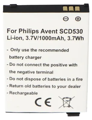 Produktbild von Akku passend für Philips Avent SCD530, Li-Ion, 3,7V, 1000mAh, 3,7Wh