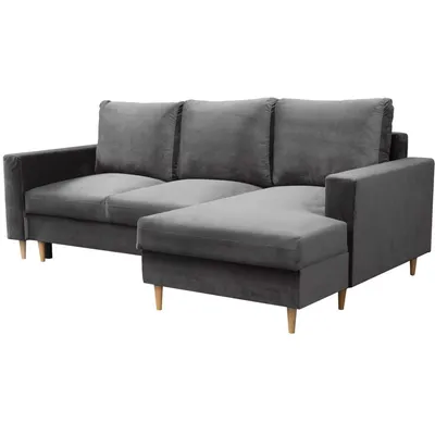 Produktbild von Ecksofa DAVE L-Form 230 cm, Grau, Sofa mit Schlaffunktion, Bettkasten, Ottomane rechts