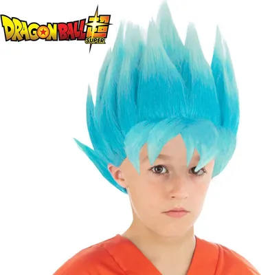Dragonball Perücke hellblau Goku Saiyan Super für Kinder Kostüm-Zubehör Dragon Ball Super Lizenz-Perücke Fasching Karneval Kinderfasching Kindergeburtstag Mottoparty