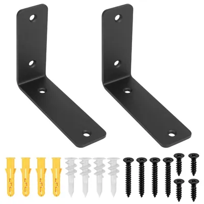 Image de Support mural robuste, noir, 125x100 mm, lot de 2