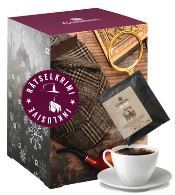 Produktbild von Corasol Premium Krimi & Kaffee Adventskalendermit Rätsel-Krimi: Wo ist Lord Edgerton - und Kaffees aus aller Welt im Coffeebag (240 g)