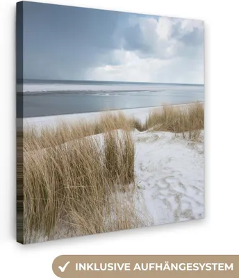 Produktbild von MuchoWow® - Leinwandbilder - Nordsee - Dünen - Wasser, Wandbild, Wanddeko Bilder Wohnzimmer, 50x50cm