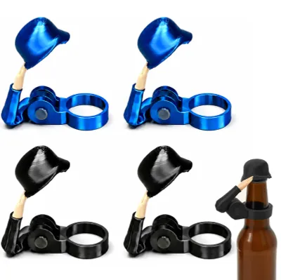 Soldatenhelm-Flaschenverschluss, 4er-Set, schwarz & türkis