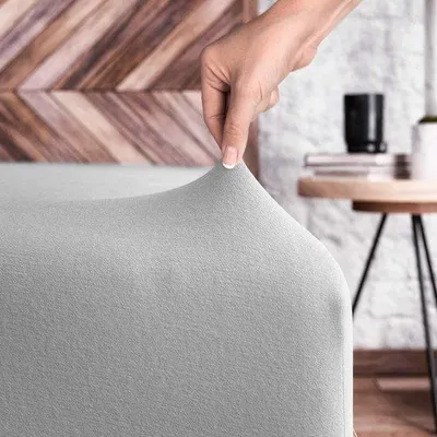 Produktbild von 140 x 200 cm bis 160 x 200 cm - 100% Baumwolle - superweiches Baumwolljersey Hoeslaken für Matratze, Boxspringbett oder Topper - 5 bis 20 cm Matratzenhöhe, hellgrau