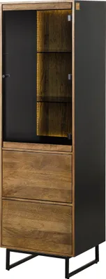 Image de MASSIVMOEBEL24 | Vitrine en bois de Manguier / Bois de récupération 56x47x180 noir / naturel laqué DAVIS #40