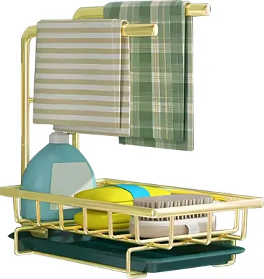 Produktbild von Heikoeco® Spülbecken Organizer, kitchen sink organizer,organizer küche  ,mit Schwammhalter & 2 Lappenhalter & Abnehmbare Abtropfschale(Wandmontage)