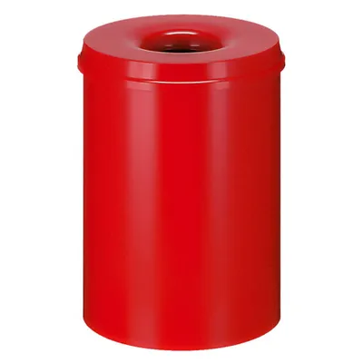 Produktbild von Selbstlöschender Papierkorb & Abfallsammler aus Metall | 30 Liter, HxØ 47x33,5cm | Rot