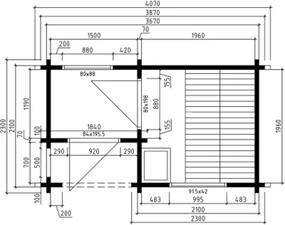 Produktbild von Saunahaus Basel-70, 70 mm Wandstärke (387 x 230 cm)