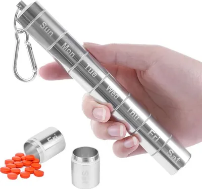 Produktbild von Wöchentliche Pillen-Organizer-Box 7-Tage-Pillenbox Große Fächer Feuchtigkeitsbeständiger tragbarer Pillenspender mit Schlüsselanhänger