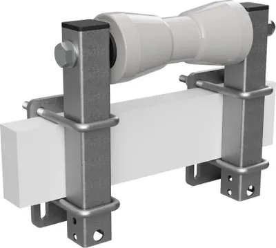 Image de Rouleau de quille en polyuréthane avec supports aide à la mise à l'eau des remorques de bateaux galvanisé SUPROD, B=200, L=250 mm, gris