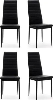 Produktbild von NEW HOME Stuhl Set FADO 4x Esszimmerstühle aus Ökoleder - schwarz - moderne Küchen Esszimmer Möbel
