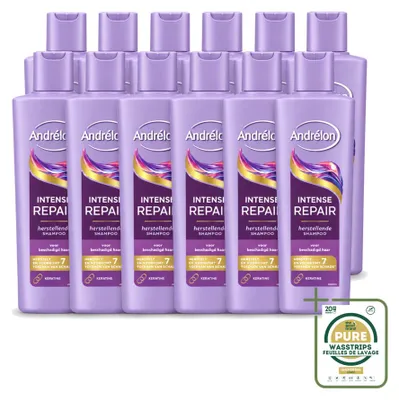 Immagine prodotto di 12 flaconi di shampoo Andrélon Intense Repair, 250 ml ciascuno, confezione da 12 pezzi