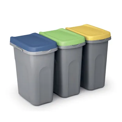 Produktbild von CASARIA® 3x Mülleimer Küche 25L mit Deckel Set Geruchsdicht Müllbeutelhalterung Kunststoff Abfalleimer 39x24cm Bad Papierkorb Büro Mülltrennsystem