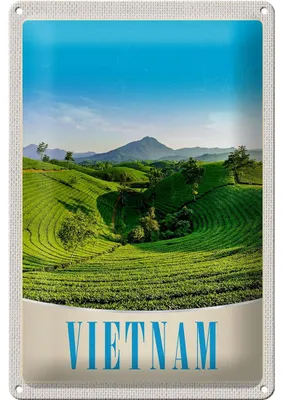 Produktbild von Blechschild Reise 20x30cm Vietnam Natur Wiese Ackkerbau Bäume