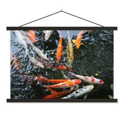 Produktbild von MuchoWow® Textilposter Eine große Gruppe von Koi Karpfen 120x80 cm mit schwarzem Rahmen - Wanddeko