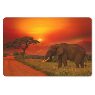 Produktbild von MuchoWow® Mauspad Mousepad Elefant - Sonnenuntergang - Orange - Savanne - Tiere 27x18 cm - Mousepads - Maus Mat - Pad - Mausunterlage - Büroartikel - Desk Matten