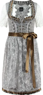 Produktbild von Dirndl silbergrau kupfer mit Spitzenschürze, Groesse:36
