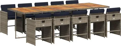 Immagine prodotto di Set da pranzo da giardino da 11 pz con Cuscini in Polyrattan Grigio