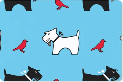 Produktbild von MuchoWow® Schreibtischunterlage Hund - Vogel - Tiere - Muster - Kinder 60x40 cm - XXL Mauspad - Großes Mauspad