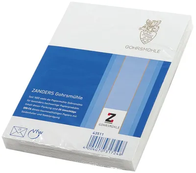 Produktbild von GOHRSMÜHLE Briefumschlag Bankpost DIN C6 80 g/qm hochweiß 25 Briefumschläge