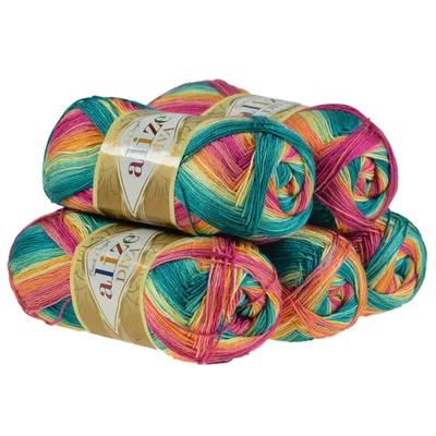 5 x 100g Strickgarn ALIZE DIVA BATIK Farbverlauf Häkelgarn Wolle Stricken Häkeln