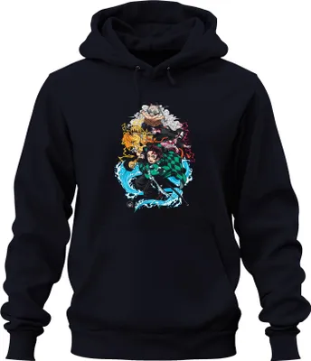Obrázek produktu pro Kimetsu no Yaiba Tanjiro Nezuko Zenitsu Inosuke Anime Gift Uni mikina s kapucí, Navy, XXL