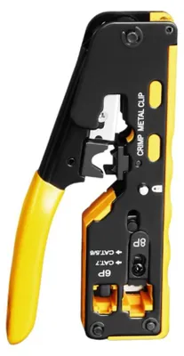 Produktbild von INF Multifunktionale Netzwerk-Crimpzange 3in1 Kaltgewalzter Stahl, Cat5/6/7