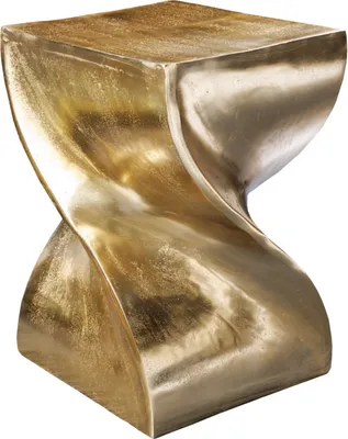 Produktbild von Skulpturaler Beistelltisch TWIST 45cm gold Aluminium handmade Sitzhocker Nachttisch