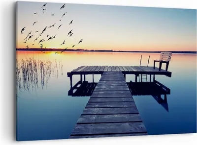 Produktbild von Bild auf Leinwand - Leinwandbild - See Brücke - 120x80cm - Wand Bild - Wanddeko - Wandbilder - Leinwanddruck - Bilder - Kunstdruck - Wanddekoration - Leinwand bilder - Wandkunst - AA120x80-3698
