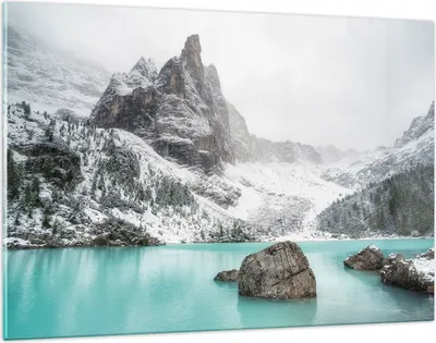 Produktbild von Bilder auf glas - Einteilig - Berge See Schnee - 120x80cm - Glasbilder - Wandbilder - Bilder - zum Aufhängen bereit - Wanddekoration aus Glas - Glas Bilder - Wandbild auf Glas - GAA120x80-4377