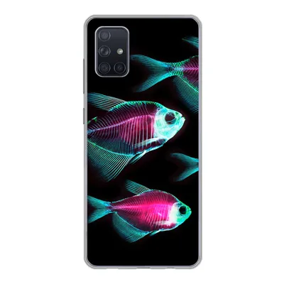 Produktbild von MuchoWow® Handyhülle Schutzhülle Hülle für Samsung Galaxy A71 Fisch - Lila - Blau Silikon Softcase Handy Hülle - Kartenbesitzer