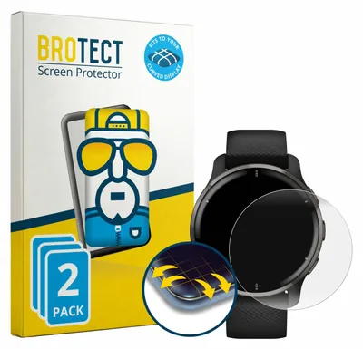 Produktbild von 2x BROTECT Fullscreen Schutzfolie für Garmin Venu 2 Plus Displayschutz Folie Fullcover Klar Transparent