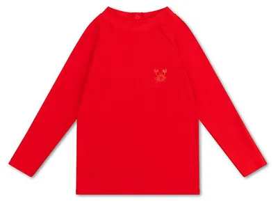 Image de T-shirt de natation Swim Essentials - Manches longues - Rouge - Crabby - 146/152