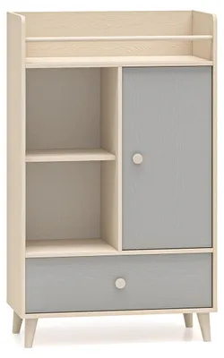 Produktbild von Kommode Regal Mevel 80x40x131cm Farbe wählbar 1-türig,Wüstensand / Palladiumgrau