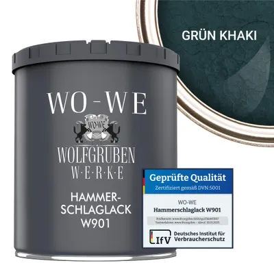 Produktbild von Hammerschlaglack Hammerschlag Effektlack Metallschutzlack W901 Grün Khaki - 750ml
