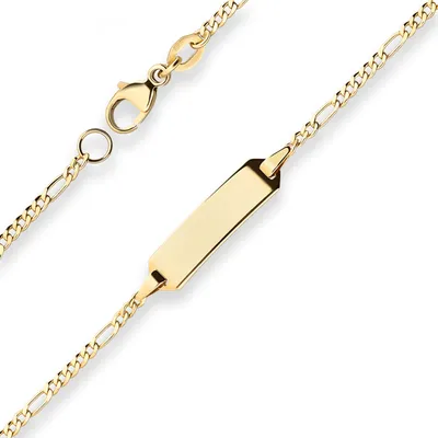 Id-Armband-Figarokette-diamantiert-Schildband-750-Gelbgold-14cm