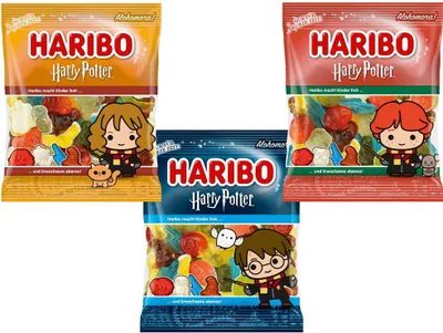Produktbild von 3er Set Haribo Harry Potter Limited Fruchtgummi Editionen Harry Hermine Ron