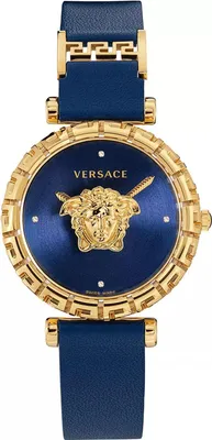 Produktbild von Versace VEDV01019 Palazzo Empire Greca Diamond blau gold Leder Damen Uhr NEU