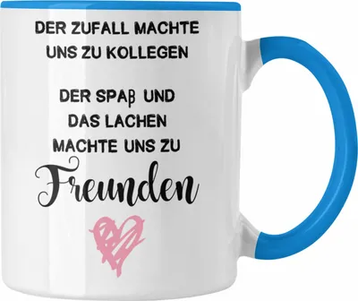 Produktbild von Trendation - Jobwechsel Tasse Geschenk Kollegin Abschiedsgeschenk Neuer Job Der Zufall Machte Uns Zu Kollegen (Blau)