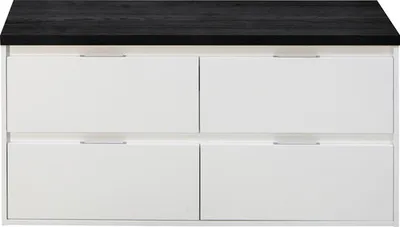 Produktbild von Sanox Waschtischunterschrank Porto BxHxT 120 x 58 x 50 cm Frontfarbe weiß hochglanz mit Waschtischplatte black oak