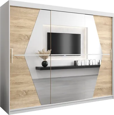 Produktbild von Kleiderschrank, Schiebetürenschrank Schlafzimmer, Schrank mit Spiegel BOLIWIA 250 cm