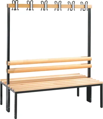 Produktbild von Doppelseitige Garderobenbank ohne Schuhrost Umkleidebank 12 Haken, 165x150x75 cm