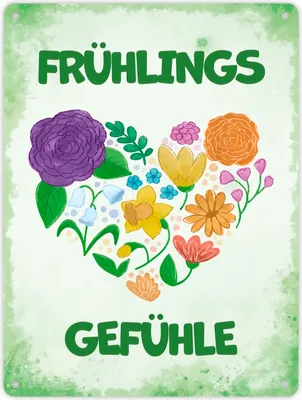 Produktbild von Frühlingsgefühle Metallschild XL in 21x28 cm mit Blumenherz