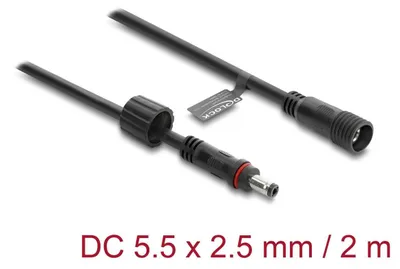 Produktbild von DELOCK DC Verlängerungskabel 5,5 x 2,5 mm St > Bu 2m schwarz
