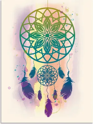 Produktbild von ARTland Wandbild Alu für Innen & Outdoor Traumfänger Wasserfarbe Größe: 90x120 cm