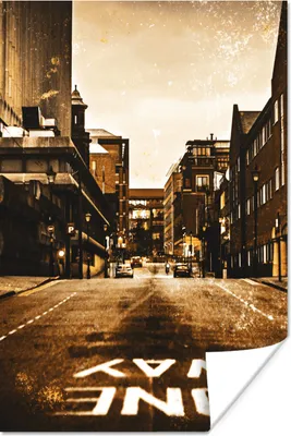 Produktbild von MuchoWow® Poster Straßen - Gold - Stadt 120x180 cm - Kunstposter